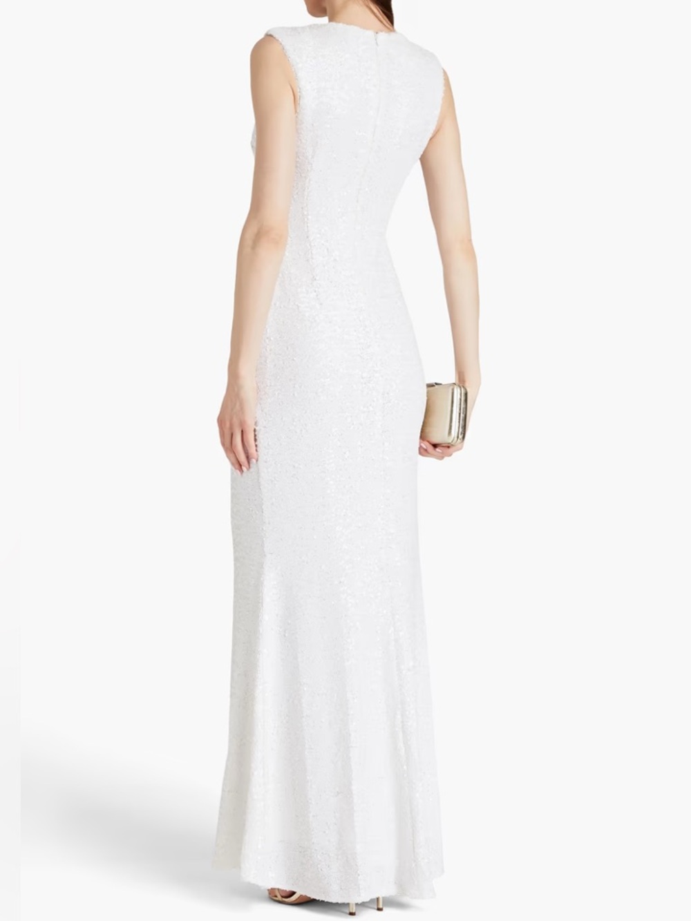 Badgley Mischka Sequined Mesh Gown White NWT Size 6 & 8 - Picture 3 of 11